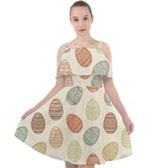 Seamless Pattern Colorful Easter Egg Flat Icons Painted Traditional Style Cut Out Shoulders Chiffon Dress by BangZart