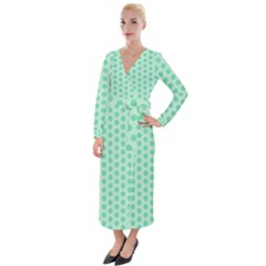 Polka Dots Mint Green, Pastel Colors, Retro, Vintage Pattern Velvet Maxi Wrap Dress by Casemiro