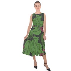 Seamless Pattern With Hand Drawn Guelder Rose Branches Midi Tie-back Chiffon Dress by BangZart