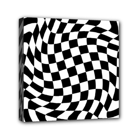 Weaving Racing Flag, Black And White Chess Pattern Mini Canvas 6  X 6  (stretched) by Casemiro