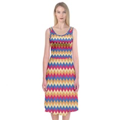 Zigzag Pattern Seamless Zig Zag Background Color Midi Sleeveless Dress by BangZart