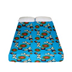 Clown Ghost Pattern Blue Fitted Sheet (full/ Double Size) by snowwhitegirl