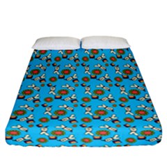 Clown Ghost Pattern Blue Fitted Sheet (california King Size) by snowwhitegirl