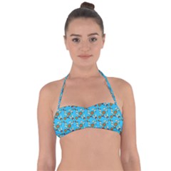 Clown Ghost Pattern Blue Halter Bandeau Bikini Top by snowwhitegirl