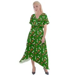 Clown Ghost Pattern Green Cross Front Sharkbite Hem Maxi Dress by snowwhitegirl