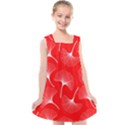 White abstract flowers on red Kids  Cross Back Dress View1
