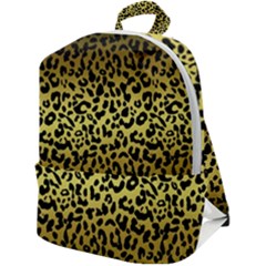 Gold And Black, Metallic Leopard Spots Pattern, Wild Cats Fur Zip Up Backpack by Casemiro