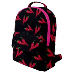 Red, Hot Jalapeno Peppers, Chilli Pepper Pattern At Black, Spicy Flap Pocket Backpack (small) by Casemiro