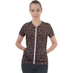 Animal Skin - Panther Or Giraffe - Africa And Savanna Short Sleeve Zip Up Jacket by DinzDas