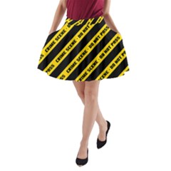 Warning Colors Yellow And Black - Police No Entrance 2 A-line Pocket Skirt by DinzDas