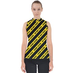 Warning Colors Yellow And Black - Police No Entrance 2 Mock Neck Shell Top by DinzDas