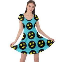 005 - Ugly Smiley With Horror Face - Scary Smiley Cap Sleeve Dress by DinzDas