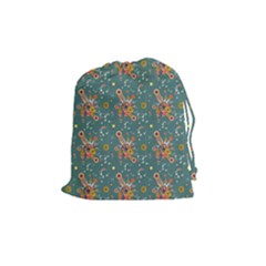 006 - Funky Oldschool 70s Wallpaper - Exploding Circles Drawstring Pouch (medium) by DinzDas
