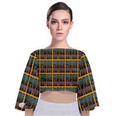 More Nature - Nature Is Important For Humans - Save Nature Tie Back Butterfly Sleeve Chiffon Top by DinzDas