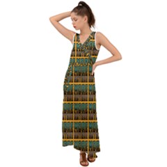 More Nature - Nature Is Important For Humans - Save Nature V-neck Chiffon Maxi Dress by DinzDas