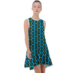 0059 Comic Head Bothered Smiley Pattern Frill Swing Dress by DinzDas