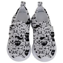 Cute Cat Faces Pattern Kids  Velcro No Lace Shoes by TastefulDesigns