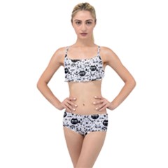 Cute Cat Faces Pattern Layered Top Bikini Set by TastefulDesigns