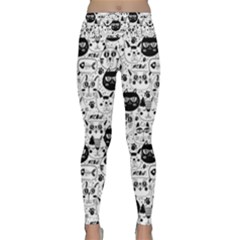 Cute Cat Faces Pattern Lightweight Velour Classic Yoga Leggings by TastefulDesigns