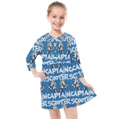 Scooter Captain - Moped And Scooter Riding Kids  Quarter Sleeve Shirt Dress by DinzDas