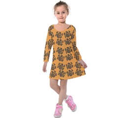 Inka Cultur Animal - Animals And Occult Religion Kids  Long Sleeve Velvet Dress by DinzDas