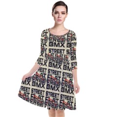 Bmx And Street Style - Urban Cycling Culture Quarter Sleeve Waist Band Dress by DinzDas