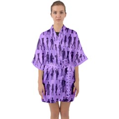 Normal People And Business People - Citizens Half Sleeve Satin Kimono  by DinzDas