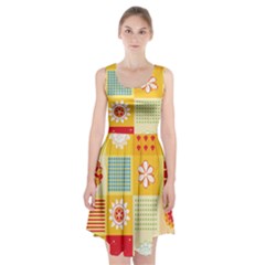 Abstract Flowers And Circle Racerback Midi Dress by DinzDas