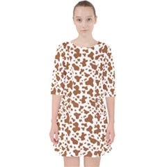 Animal Skin - Brown Cows Are Funny And Brown And White Pocket Dress by DinzDas