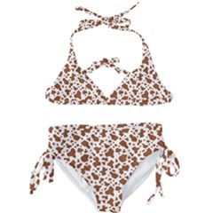 Animal Skin - Brown Cows Are Funny And Brown And White Kids  Classic Bikini Set by DinzDas