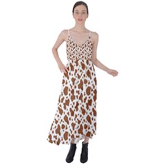 Animal Skin - Brown Cows Are Funny And Brown And White Tie Back Maxi Dress by DinzDas