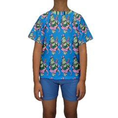 Monster And Cute Monsters Fight With Snake And Cyclops Kids  Short Sleeve Swimwear by DinzDas