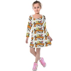 Love And Flowers And Peace Fo All Hippies Kids  Long Sleeve Velvet Dress by DinzDas