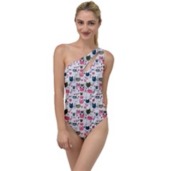 Adorable Seamless Cat Head Pattern01 To One Side Swimsuit by TastefulDesigns