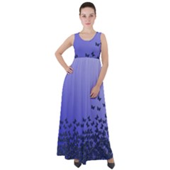 Gradient Butterflies Pattern, Flying Insects Theme Empire Waist Velour Maxi Dress by Casemiro