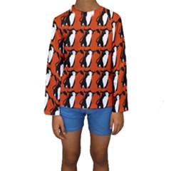  Bull In Comic Style Pattern - Mad Farming Animals Kids  Long Sleeve Swimwear by DinzDas