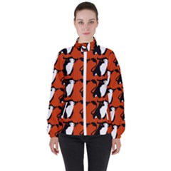  Bull In Comic Style Pattern - Mad Farming Animals Women s High Neck Windbreaker by DinzDas