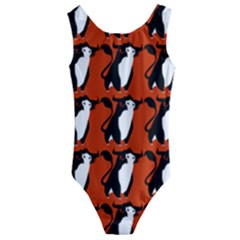  Bull In Comic Style Pattern - Mad Farming Animals Kids  Cut-out Back One Piece Swimsuit by DinzDas