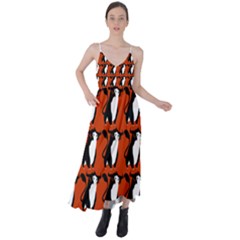  Bull In Comic Style Pattern - Mad Farming Animals Tie Back Maxi Dress by DinzDas