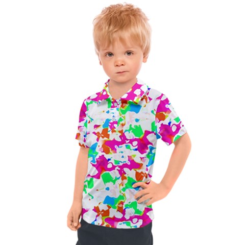 Bright Multicolored Abstract Print Kids  Polo Tee by dflcprintsclothing