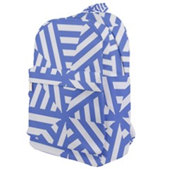 Geometric Blue And White Lines, Stripes Pattern Classic Backpack by Casemiro