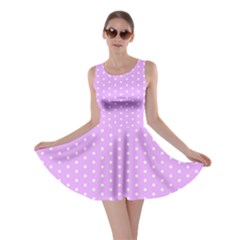 White Polka Dot Pastel Purple Background, Pink Color Vintage Dotted Pattern Skater Dress by Casemiro