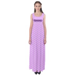 White Polka Dot Pastel Purple Background, Pink Color Vintage Dotted Pattern Empire Waist Maxi Dress by Casemiro