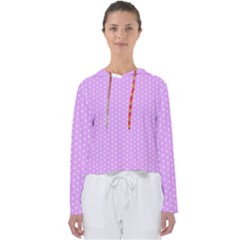 White Polka Dot Pastel Purple Background, Pink Color Vintage Dotted Pattern Women s Slouchy Sweat by Casemiro