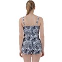 Black and white leafs pattern, tropical jungle, nature themed Tie Front Two Piece Tankini View2