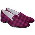 Dark purple, violet tartan, buffalo plaid like pattern Women s Classic Loafer Heels View3