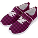 Dark purple, violet tartan, buffalo plaid like pattern Men s Velcro Strap Shoes View2