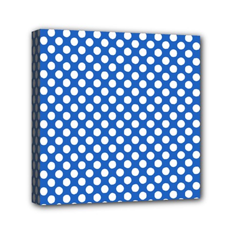 Pastel Blue, White Polka Dots Pattern, Retro, Classic Dotted Theme Mini Canvas 6  X 6  (stretched) by Casemiro