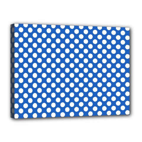 Pastel Blue, White Polka Dots Pattern, Retro, Classic Dotted Theme Canvas 16  X 12  (stretched) by Casemiro