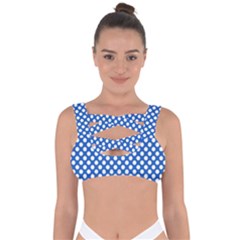 Pastel Blue, White Polka Dots Pattern, Retro, Classic Dotted Theme Bandaged Up Bikini Top by Casemiro